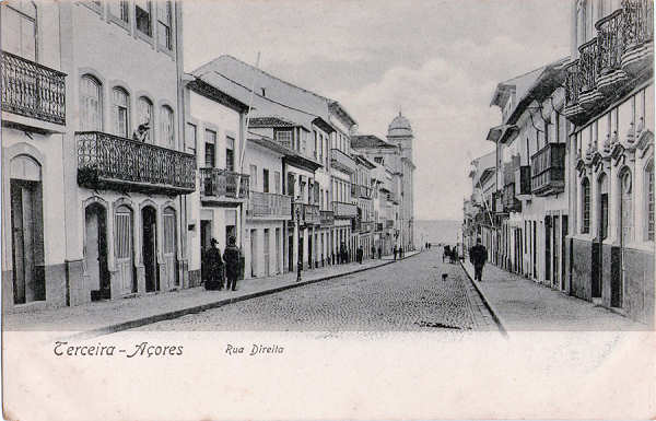 SN - Angra do Heroismo, Rua Direita - Edio Papelaria Loureno, Angra do Heroismo - Dim. 139x90 mm - Usado em 21ABR1906- Col. A. Monge da Silva (c. 1900)