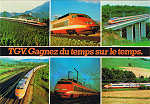 SN - RAME T.G.V. Vitesse:260 kms/h 26 Fvrier 1981: Record mondial sur rail: 380 kms/h Perspectives d'avenir:... en 1983... PARIS-LYON (426 kms) en 2 heures - Ed. La CIGOGNE 115,rue Raumur - 75060 PARIS cdex 02 Socit d'Agences et de Diffusion Clich S.N.C.F. - SD Dim. 14,8x10,4 cm - Col. Manuel Bia