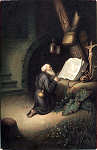 N 29655 - SANTOS, Eremita orando, pintado por Gerard Dou - Editor Stengel e C, Dresden, Alemanha - Dim. 149x9 cm - Usado antes de 1920 - Col A Monge da Silva