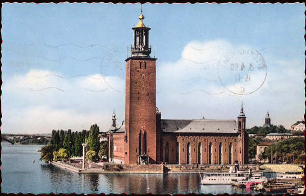 N 54/51 - Stockholm, Stadshuset-1 (Cmara Municipal) - Editor Grafisk Konst - Dim. 13,7x8,9 cm - Carimbo Postal 1960 - Col. A. Monge da Silva