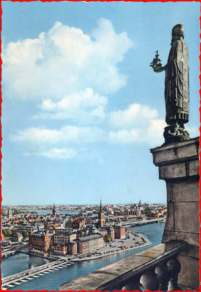 N 59/5 - Stockholm, Riddarholmen fran Stadshusets torn (Riddarholmen visto da torre da Cmara Municipal) - Editor Grafisk Konst - Dim. 14,3x10,1 cm - Carimbo Postal 1960 - Col. A. Monge da Silva