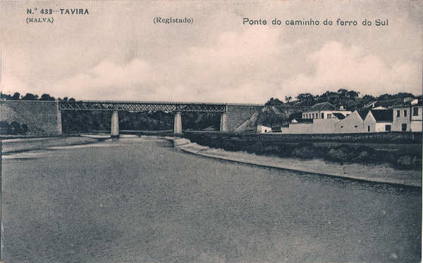 N. 433 - Ponte do caminho de ferro do Sul - Dim. 137x87 mm em papel de fotografia - Edio Malva - Carimbo postal de 1909 - Col. A.Monge da Silva