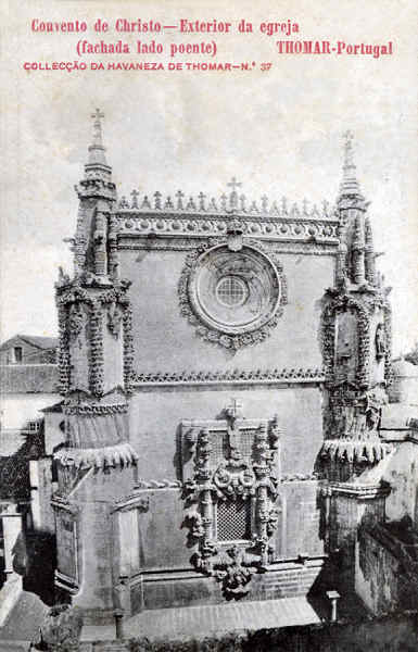 N 37 - Convento de Christo, Exterior da egreja - Colleco da Havaneza de Thomar - Dim. 137x87 mm - Col. A. Monge da Silva (cerca de 1905)