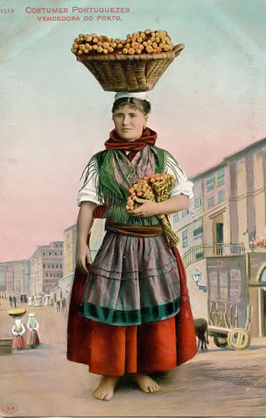 N 1512 - Costumes Portuguezes, Vendedeira do Porto - 2, Alberto Ferreira, editor, P. da Batalha, Porto - Dim. 138x89 mm - Col. A. Monge da Silva (c. 1910)