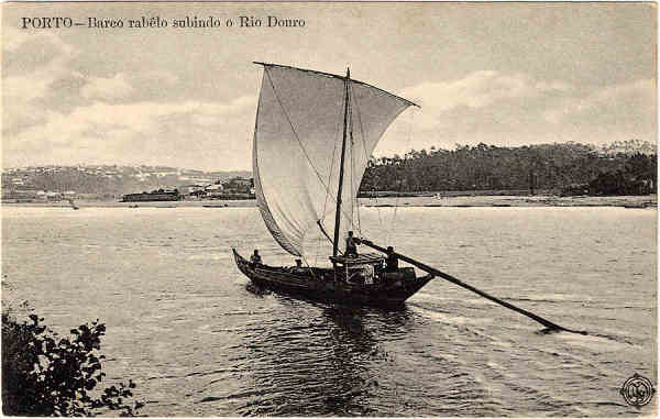 SN - PORTO - Barco rablo subindo o Rio Douro - Editor desconhecido - SD -  Dim. 8,5x13,5 cm - Col. Jaime da Silva (Circulado em 1920).