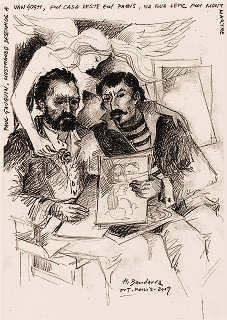 Paul Gauguin, mostrando desenhos a Van Gogh, em casa deste na rua Lepic, Montmartre  Paris - pg. 91