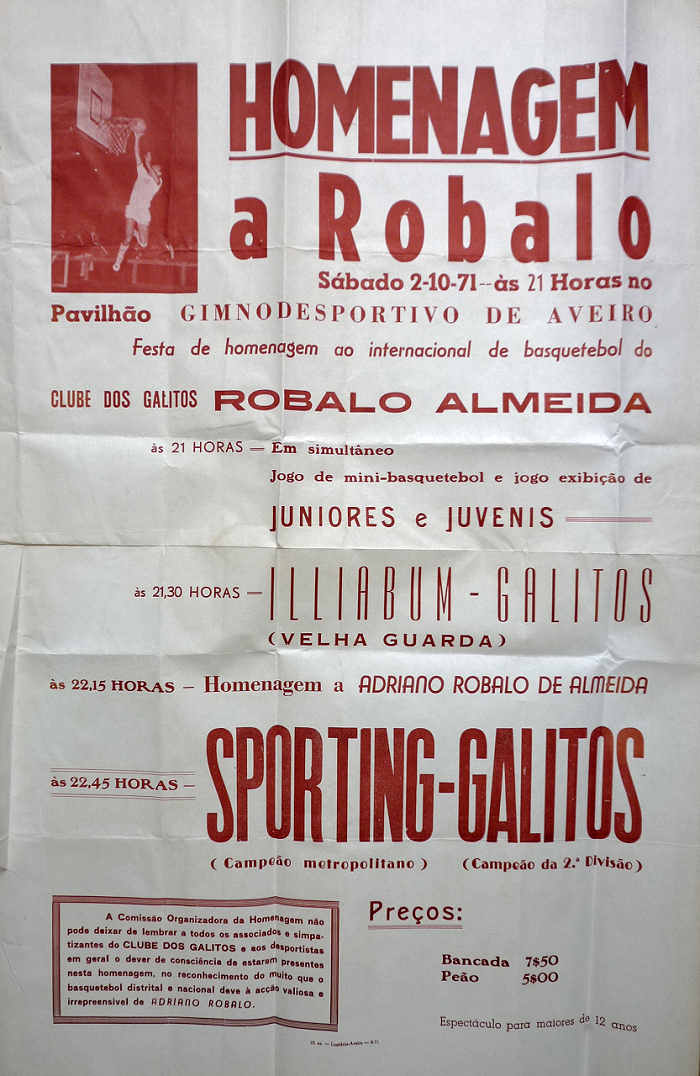 Cartaz anunciando a Homenagem a Adriano Robalo. Clicar para ampliar.