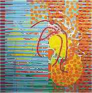 Sputnik meu amor - Sputnik my love | Acrlico e colagem s/ tela - Acrylic and collage on canvas | 170x170 cm - 2006