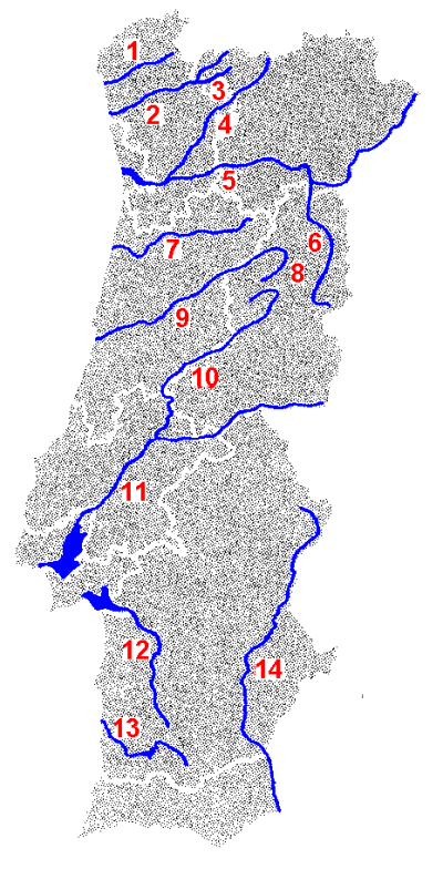 Mapa de Portugal Rios