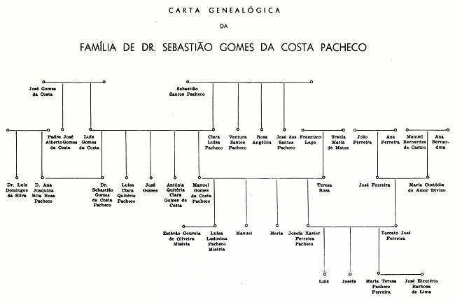 Carta genealgica da famlia de Dr. Sebastio Gomes da Costa Pacheco. Clicar para ampliar.