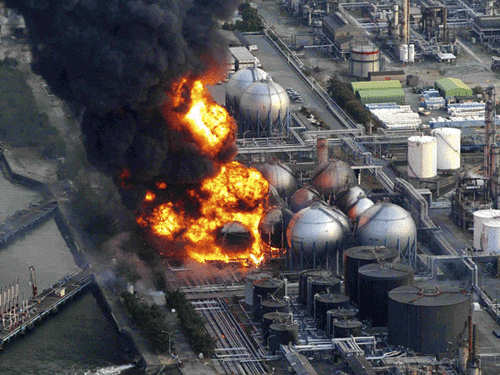 Aspecto da central de Fukushima aps o maremoto de 11 de Maro de 2011. Imagem extrada da Internet.