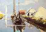 N. 016 - AVEIRO-PORTUGAL: Marinhas de sal; esteiro; Aveiro; leo sobre madeira; 1985 - Original de Cndido Teles - Edio da Livraria Estante, Aveiro - Dimenses: 14,9x9,9 cm. - Col. Ftima Bia.