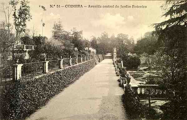N. 51 - Coimbra: avenida central do Jardim Botnico - Edio da Havaneza Central, R. Visconde da Luz, 2 a 6-Coimbra - S/D - Dimenses: 13,9x8,9 cm. - Col. Aurlio Dinis Marta.