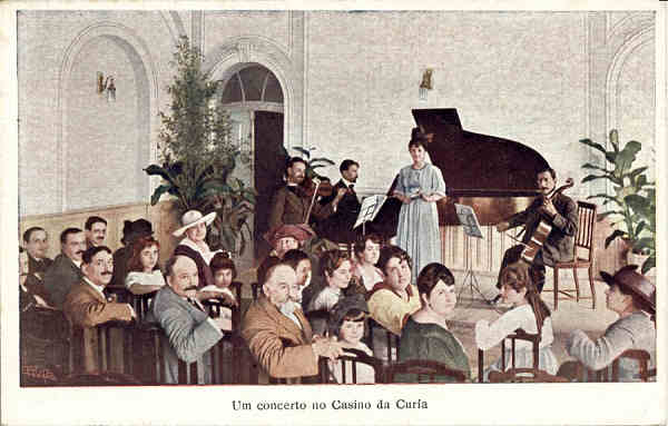 N 10 - Um concerto no Casino da Curia - Edio da Sociedade das guas da Curia - Dimens. 14,0x9,1 cm - Col. A Simoes (047).