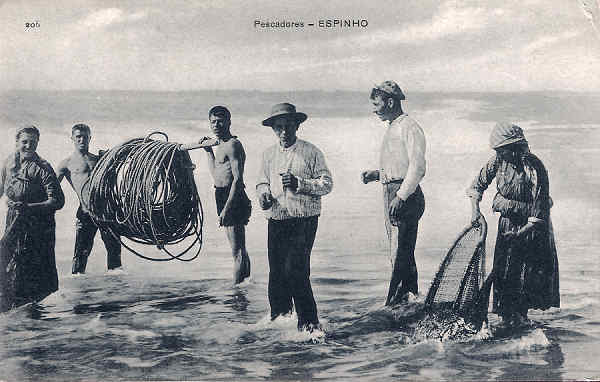 N. 206 - Portugal. Espinho. Pescadores - Editor Emilio Biel - Dim.  14x9 cm. - Col. M. Chaby