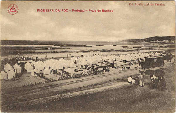 SN  - FIGUEIRA DA FOZ-Portugal - Praia de Banhos - Ed. Adelino Alves Pereira - SD - Dim. 9x14 cm - Col. Jaime da Silva (Circulado em 1917)