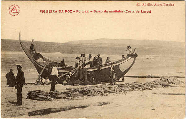 SN  - FIGUEIRA DA FOZ-Portugal - Barco da sardinha (Costa de Lavos) - Ed. Adelino Alves Pereira - SD - Dim. 9x14 cm - Col. Jaime da Silva (Circulado em 1917)