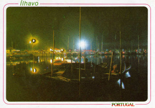 N. 65 - ILHAVO Vista nocturna da Marina da Mota - Ed. ncora - SD -Foto Fernando Jose - Dim. 15x10,5 cm - Col. Mrio Silva