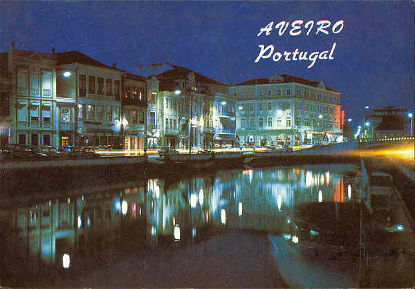 N. 2419 - AVEIRO (Portugal) Aspecto nocturno do canal da Ria - ncora Edies Artsticas... Lisboa - S/D - Dimenses: 14,8x10,4 cm. - Col. nio Semedo.