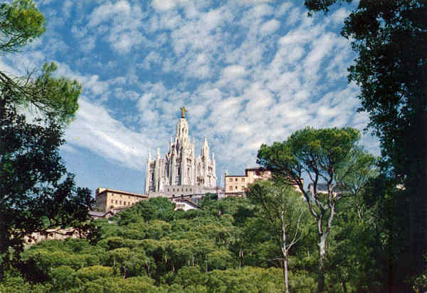 N 1158 - Barcelona. Vista do Tibidabo e Templo do Sagrado Corao - Editor Laminograf, Barcelona - Circulado em 1971 - Dim. 14,8x10,6 cm - Col. Amlcar Monge da Silva