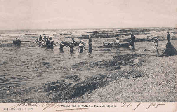 N 204 - Portugal. Granja (Vila Nova de Gaia). Praia de Banhos - Editor Emilio Biel - Dim. 14x9 cm. - Col. M. Chaby