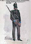 N 236-27 - Tropas destacadas no Brasil, voluntrios Reais de El-Rei, Batalho de Caadores N 1 - 1815/23 - Aguarela do Cor. Ribeiro Artur - Edio Jornal do Exrcito, 1987 - Dim. 15x10,3 cm - Col. A. Monge da Silva
