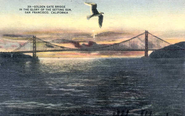 N 43684 - San Francisco - Golden Gate Bridge (2) - Dim. 13,7x8,9 cm - Editor S.V.C.Co - Circulado em 1949 - Dim. 13,7x8,8 cm - Col. Amlcar Monge da Silva