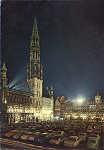 N 52B, Grand Place e Cmara  noite - Edio Coloprint, Bruxelas - Dim. 14,7x10,3 cm - Carimbo Postal 1961 - Col. A. Monge da Silva (c. 1961)