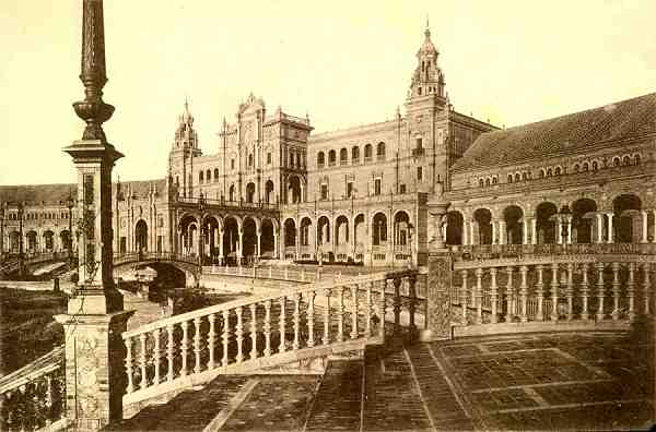 S/N - Sevilla: Exposicin Ibero-Americana. Un aspecto de la Plaza de Espaa - Edio J. B. G. 1929 - Dimenses: 13,7x9,1 cm. - Col. Ftima Bia. 