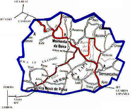 Mapa do concelho de Moimenta da Beira