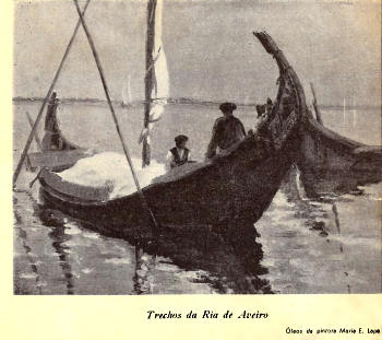 Trechos da Ria de Aveiro. leo da pintora Maria E. Lapa.