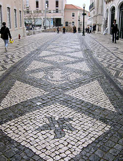 Pavimento em calada portuguesa da Rua Direita. - Aveiro, 2008